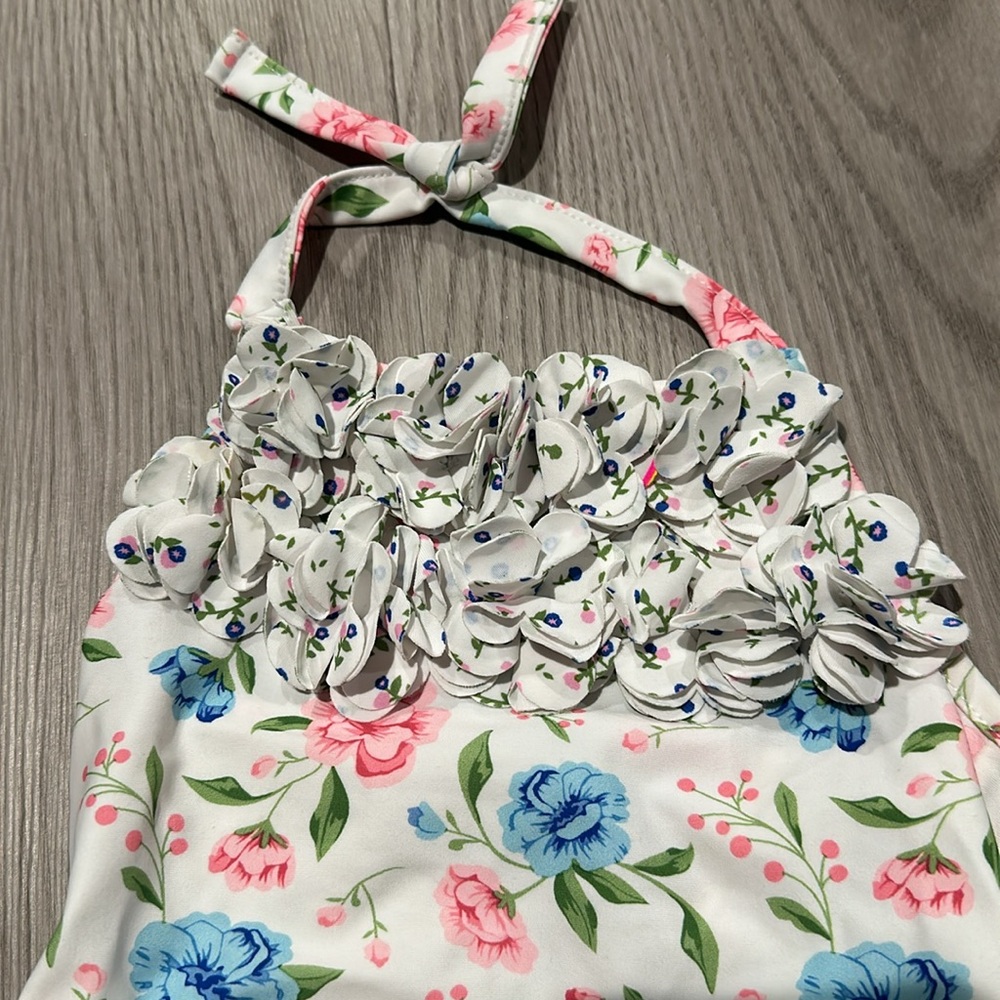 Mudpie‎ baby 3-6 month one piece floral halter bathing suit - Picture 3 of 5